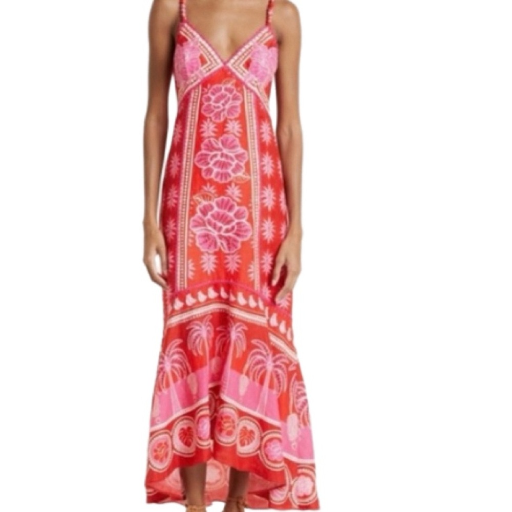 FARM Rio Red and Pink Maxi Dress
